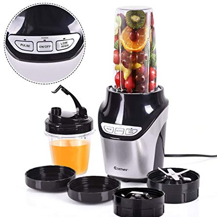 Safeplus Personal Smoothie Blender Juice Fruit Vegetable Processor 1000W 2-Speed with Cleaning Brush and Bottles 