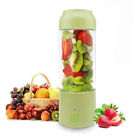 Personal Portable Blender,480ml Glass Juicer Cup/USB Rechargeable Small Blender,Fruit/Shakes/Smoothies/Baby Food Mixer with Travel Lid/Sport Bottle,Used as Power Bank for Cellphone -Green